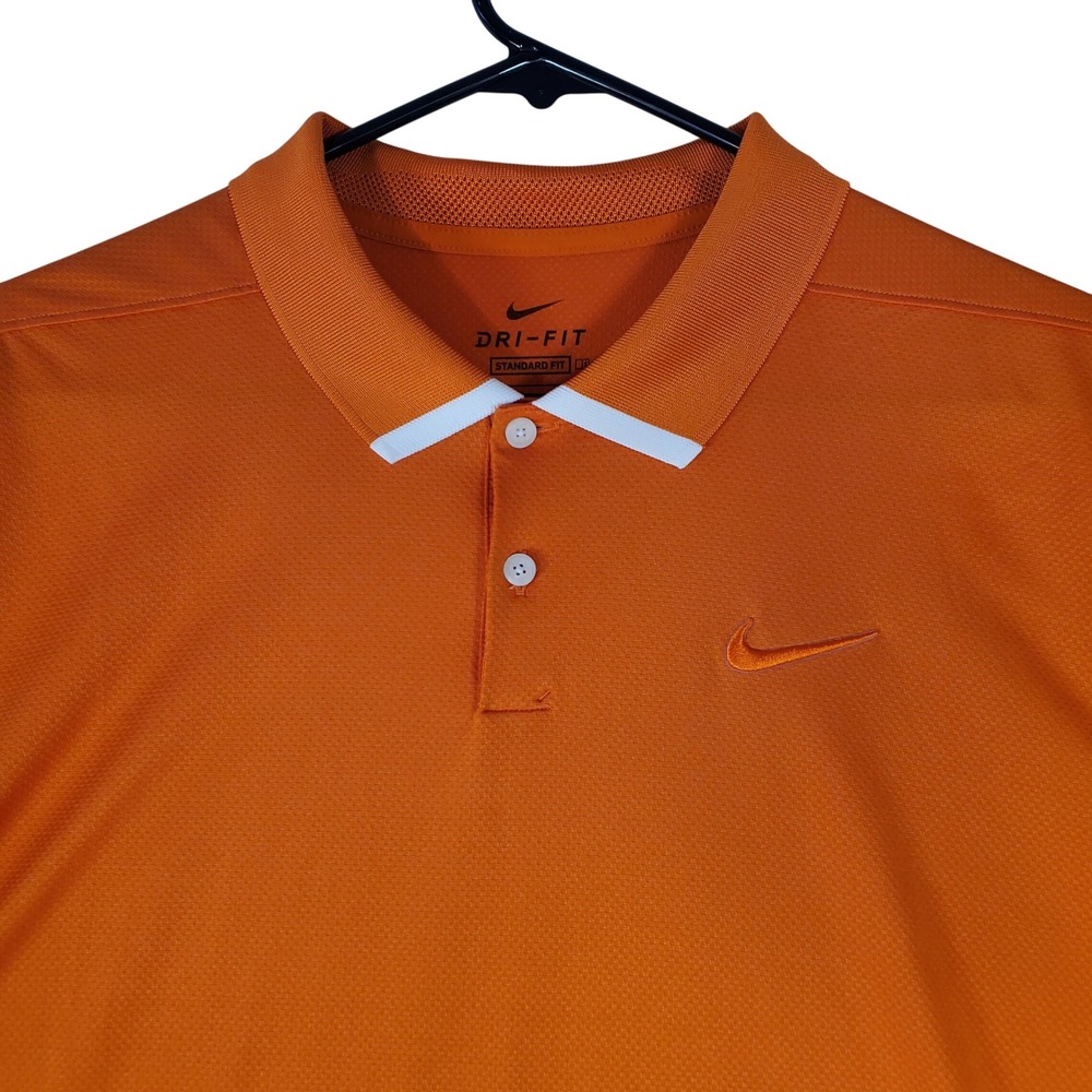 Nike Dri-FIT Mens Orange Short Sleeve Golf Polo Shirt Standard Fit Large